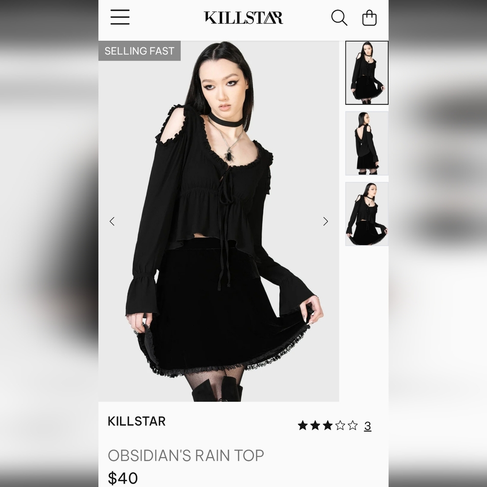 Killstar Obsidian's Rain Top